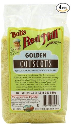 Bob's Red Mill Couscous is golden, kosher, has no trans fats and tastes fresh. It comes in a manageable size, a 24 ounce bag, in a pack of 4.