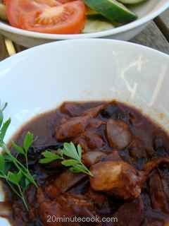 Easy Coq au Vin served with salad