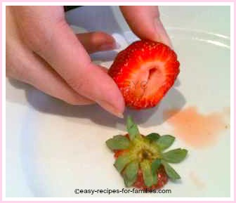 cut the top off the strawberry