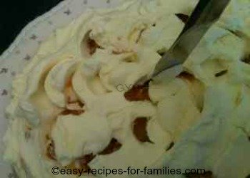 Swirl topping of cream and pumpkin atop this pumpkin cheese cake recipe