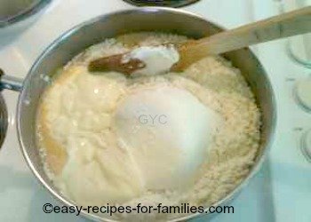 All the ingredients into the pot for this pumpkin pound cake